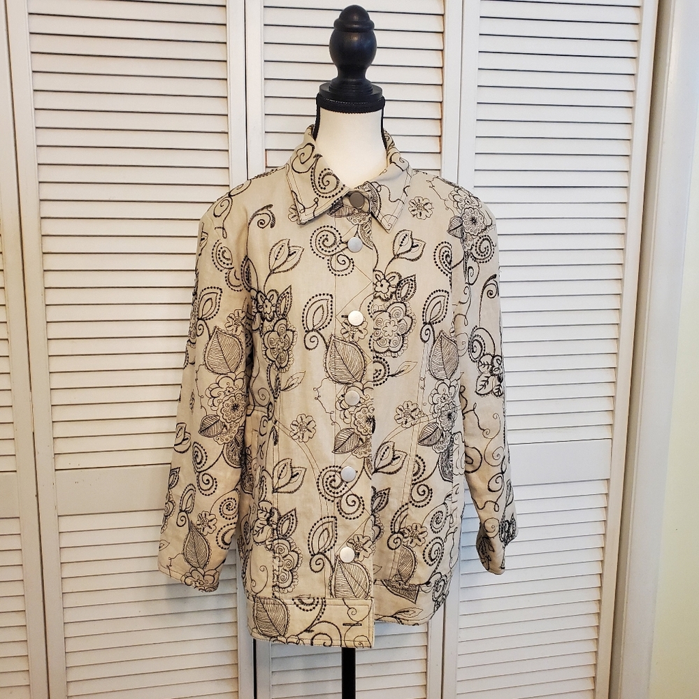 Susan Graver Style Linen Blend Blazer Jacket, Size Medium